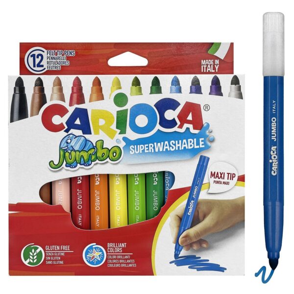 Μαρκαδόροι  12 χρωμάτων CARIOCA jumbo, superwashable 6mm (carioca).