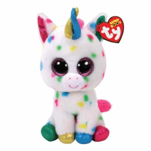 Beanie Boo's Colection, Χνουδωτό Μονόκερος Πιτσιλωτός Λευκό 15cm "HARMONIE" (Ty Inc.)