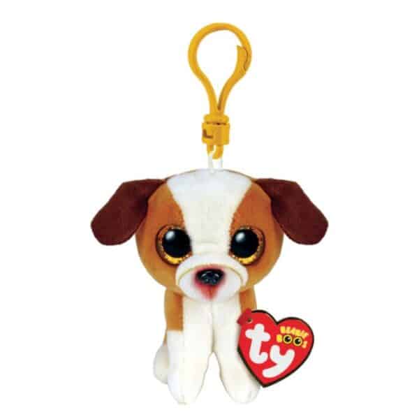 Beanie Boo's Colection - Κλιπ, Σκυλάκι καφέ & λευκό Χνουδωτό 8,5cm "HUGO" (Ty Inc.)
