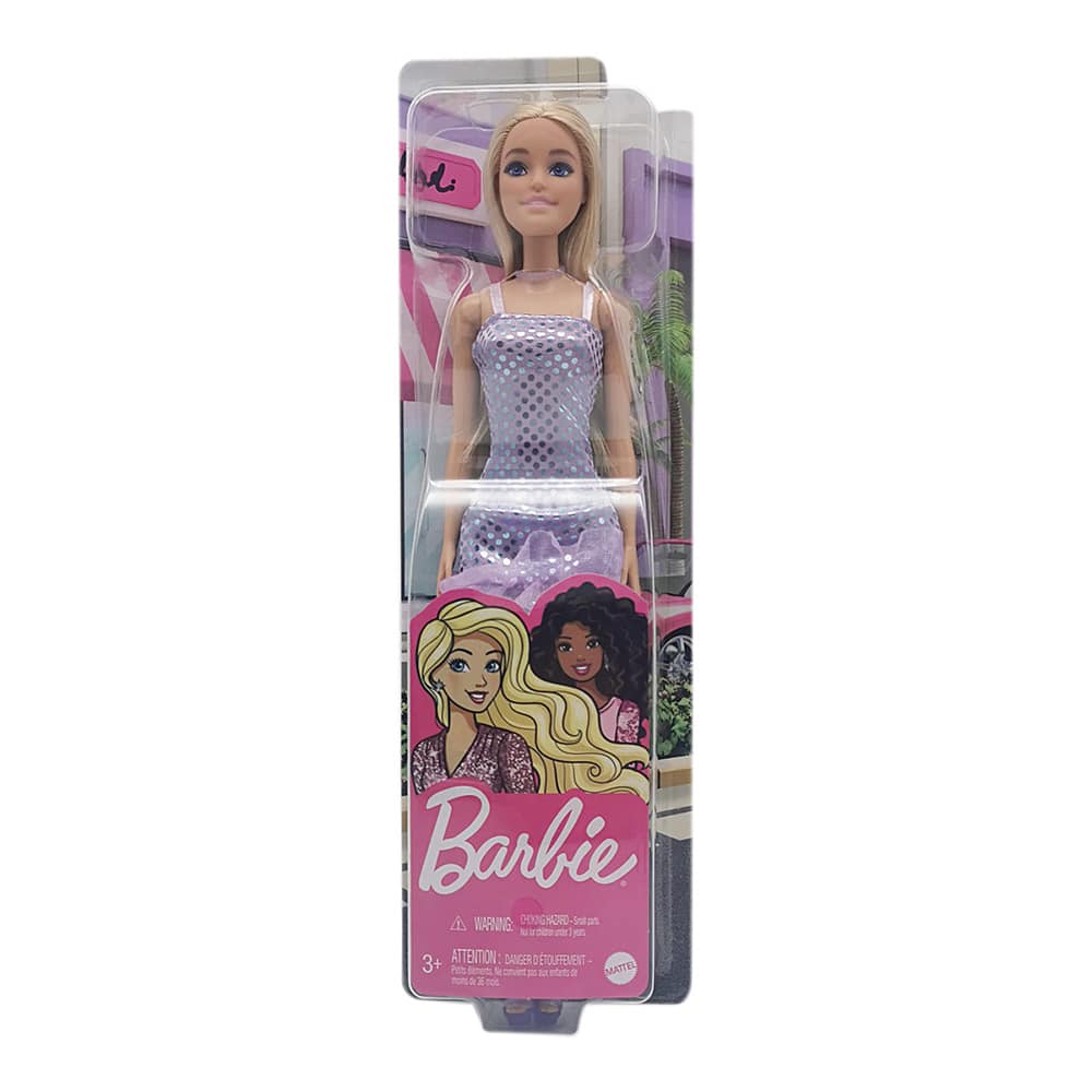 Barbie Ξανθιά Με μωβ φόρεμα (Mattel). - Image 2