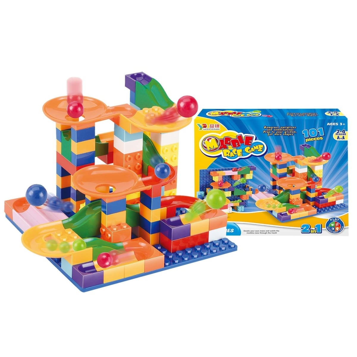 ΠΙΣΤΑ ΜΕ ΜΠΙΛΙΕΣ 2in1 101 τεμάχια "MARBLE RACE GAME" (ToyMarkt)