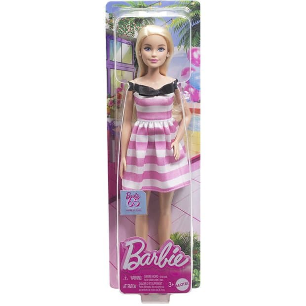 Barbie Επετειακή Κούκλα 65 Χρόνια Με Ροζ Ριγέ Φόρεμα (Mattel). - Image 2