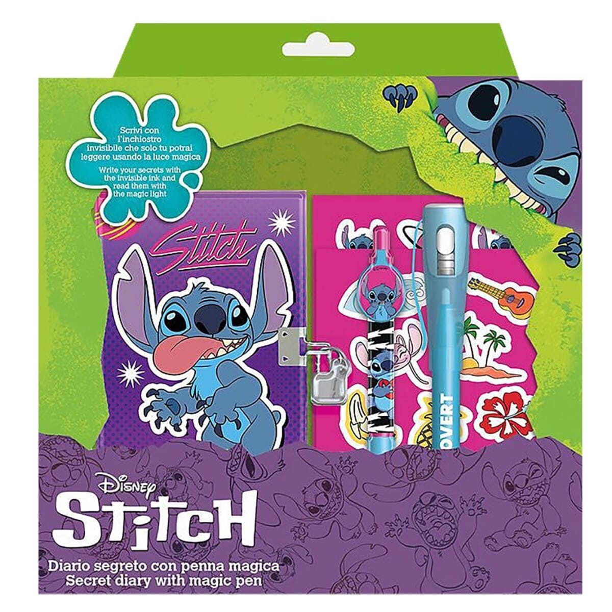 Σημειωματάριο Stitch με λουκέτο αυτοκόλλητα & μαγικό στυλό, (Disney Stitch)